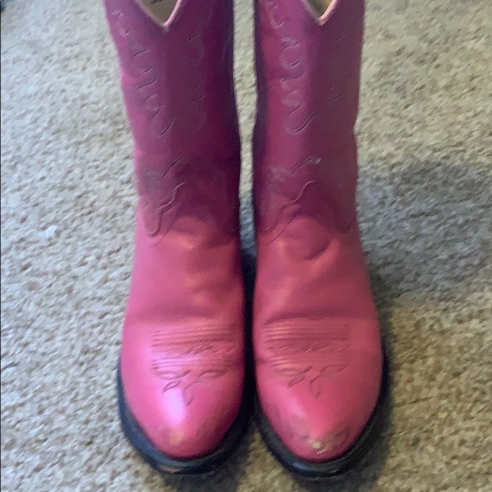 Pink leather genuine cowboy boots